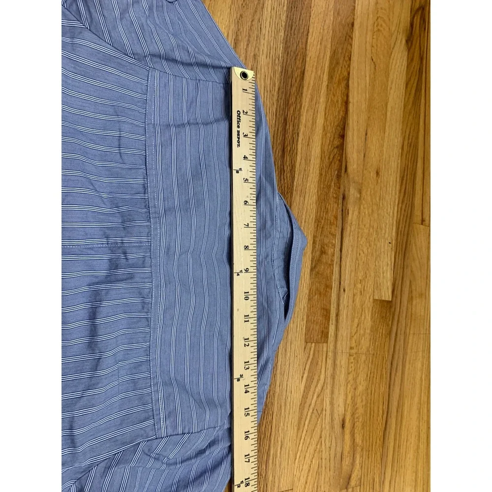 J.Crew Women's Blue White Striped Short Sleeve Button Down Cotton Shirt Size M